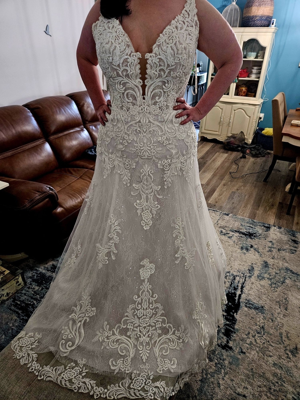 NEW Maggie Sottero Ivory Lace Plunging V-Neck Wedding Gown (Johanna)